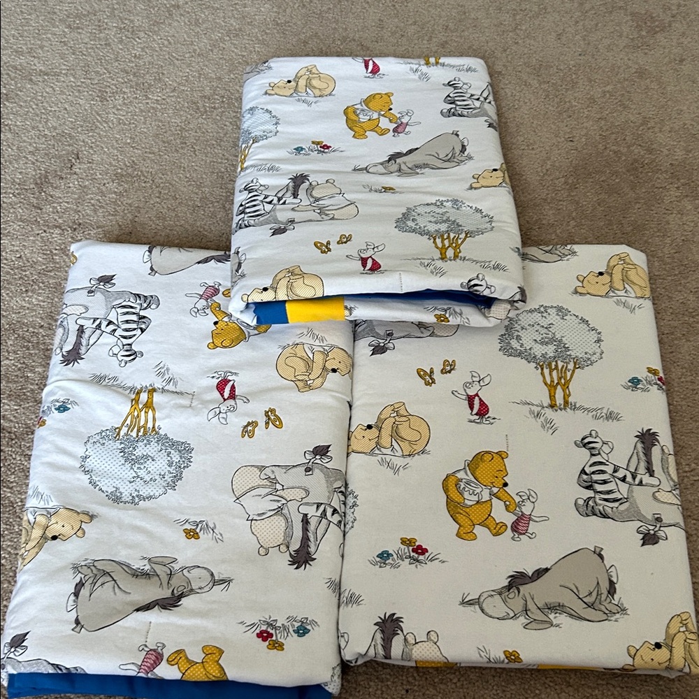 3 Yellow and Blue Winni the Poo Print Blanket